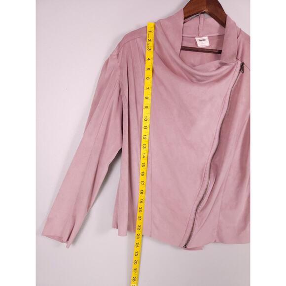 Mote Faux Suede Asymmetrical Zip Jacket Blush Pink Size Large - Picture 4 of 12
